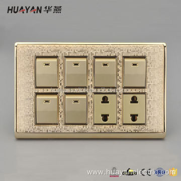 Gold Luxurious Push Button Switch And Sockets